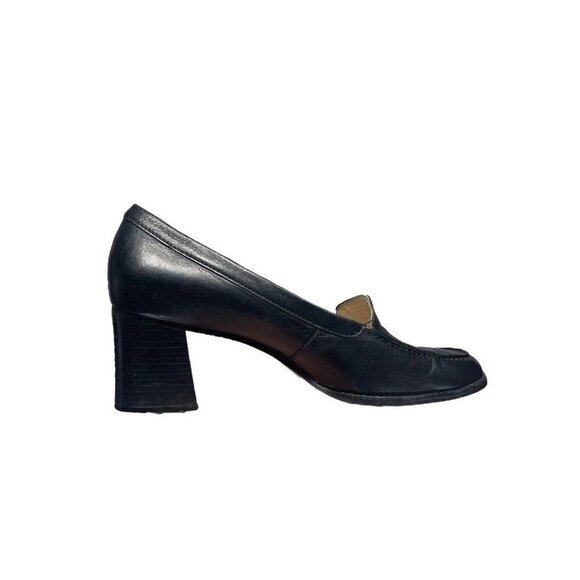 Vintage Y2K Chunky Heel Size 8.5 Maripe Black Leather‎ Made in Brazil - Picture 1 of 13